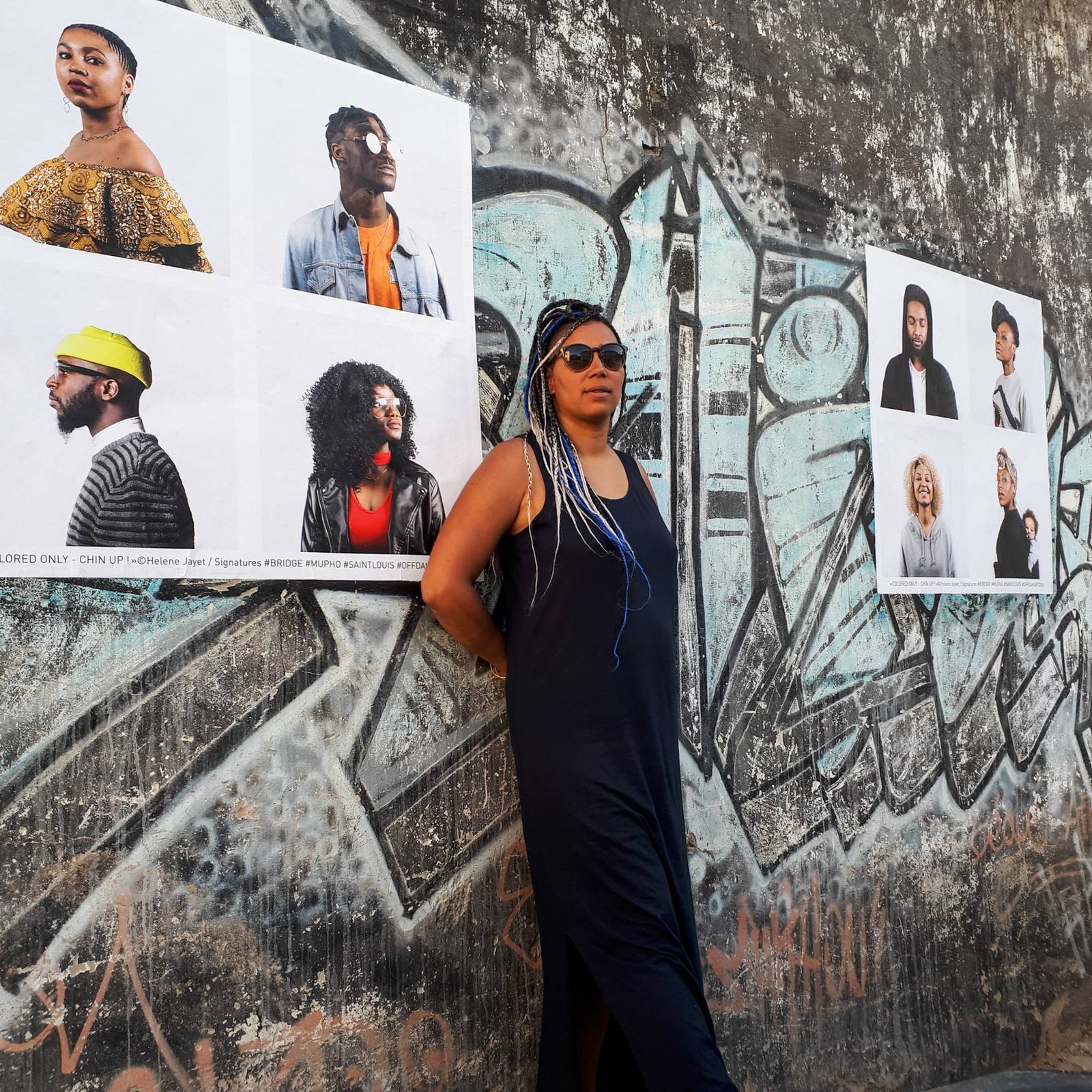 Collages urbains Chin Up! à Saint-Louis du Sénégal, 2018
